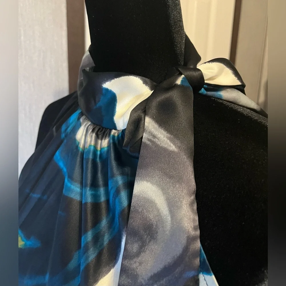 Heart Soul Abstract Black Scarf Tie Blouse size Small - Picture 5 of 11